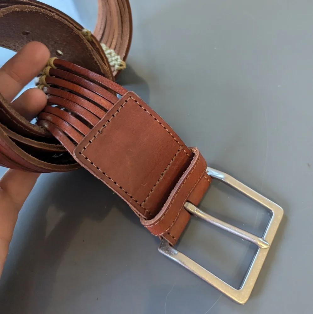 Vintage Talbots Brown Woven Leather Belt Boho Festival‎ Wide Chestnut